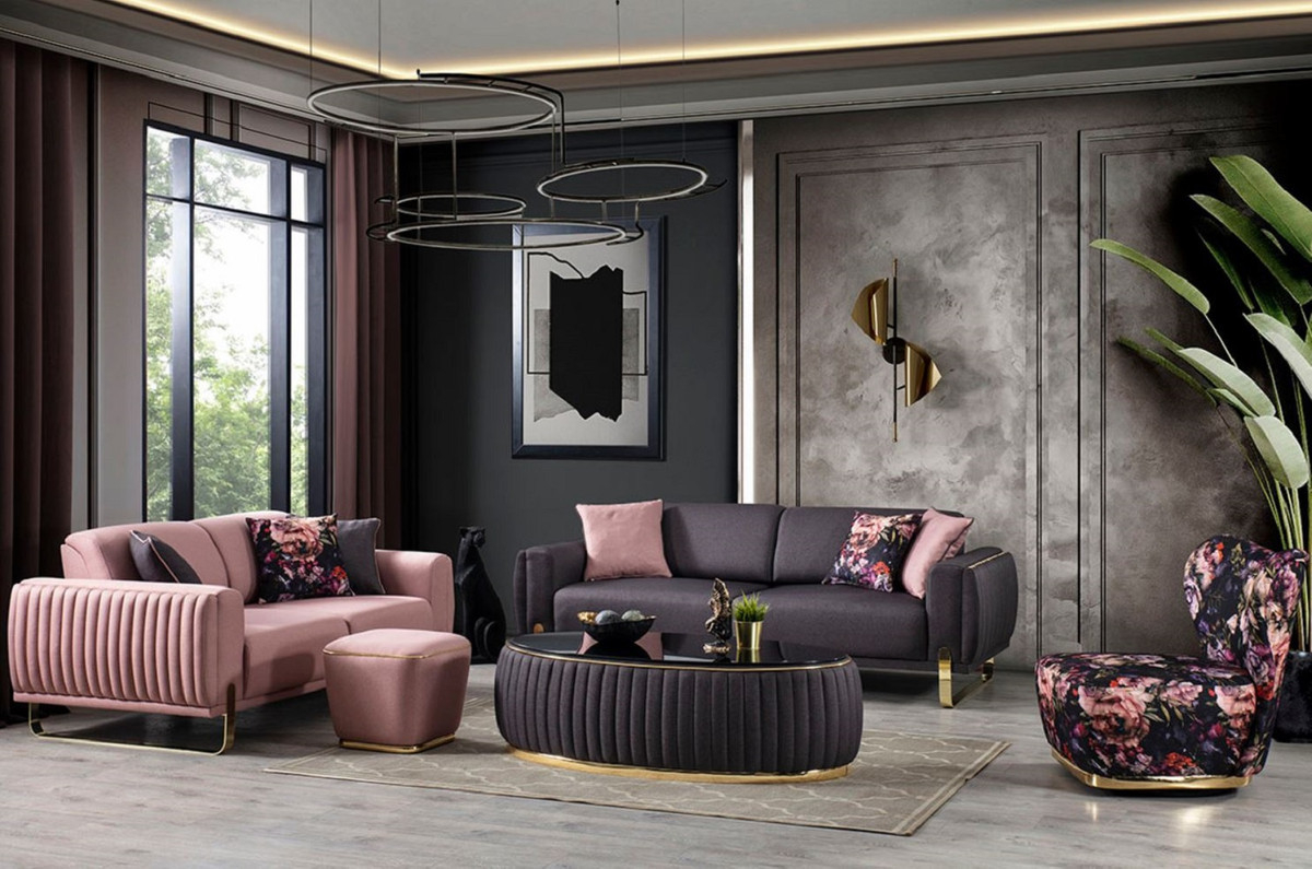 Casa Padrino Luxus Sessel Schwarz / Mehrfarbig / Gold - Moderner with Moderne Wohnzimmer